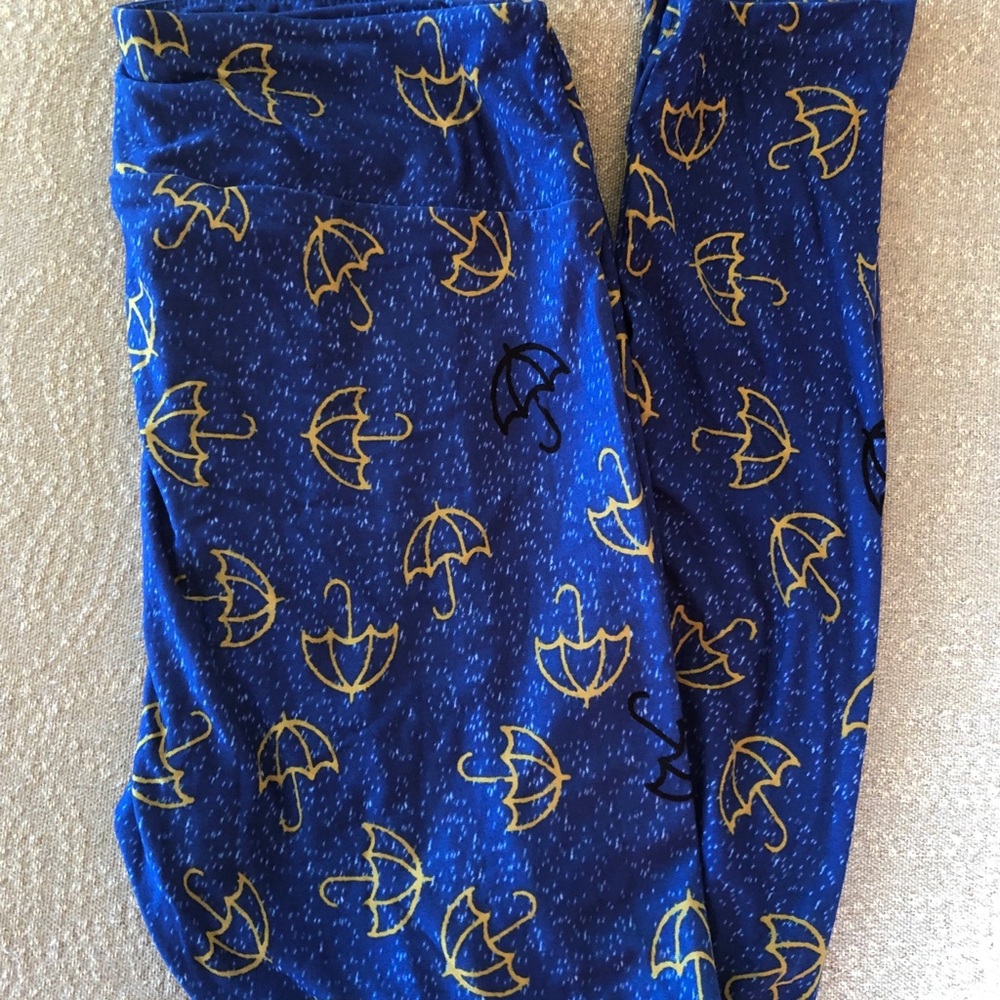 LuLaRoe Blue yellow umbrella leggings TC ☔️